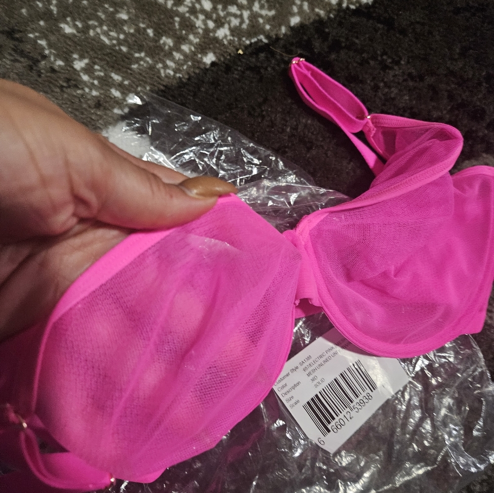 BrandNew! Smart&Sexy Electric Pink Mesh Unlined Underwire Bra